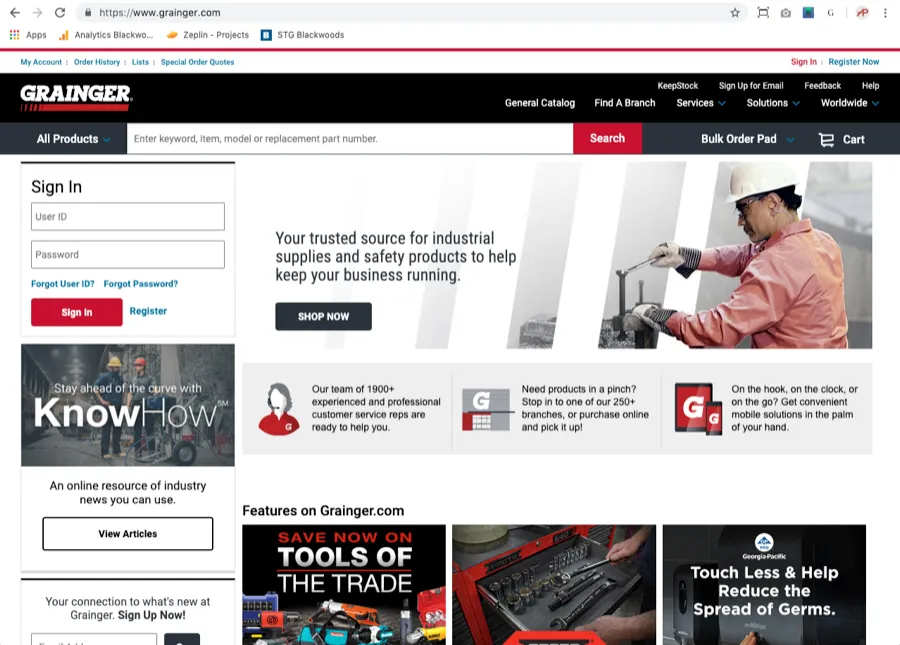 Competitor website example reviewed during the Blackwoods analysis (1 of 3)