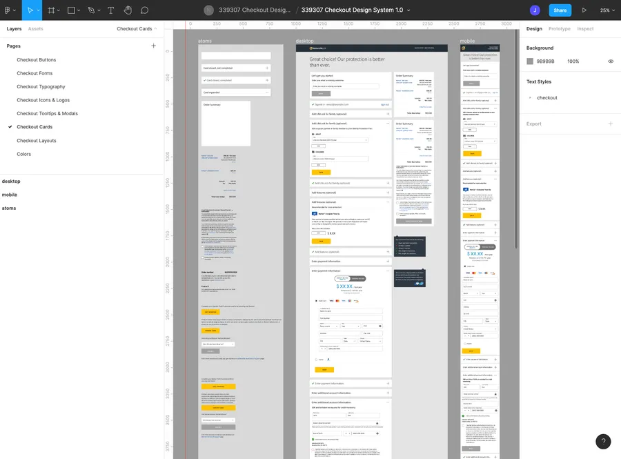 Checkout "Card" templates combining UI elements into reusable checkout states