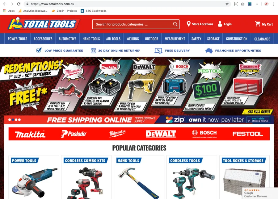 Competitor website example reviewed during the Blackwoods analysis (3 of 3)
