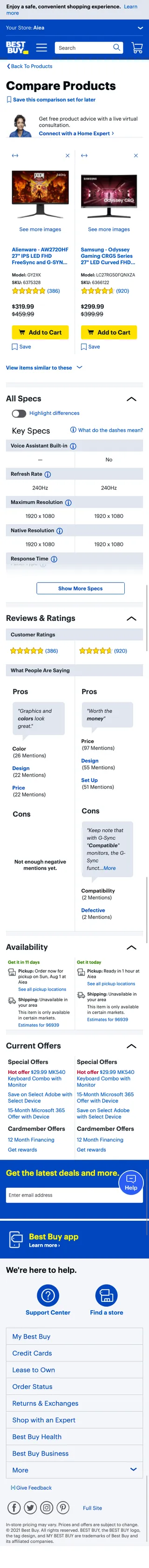 Competitor comparison-chart pattern reviewed during research (5 of
6)