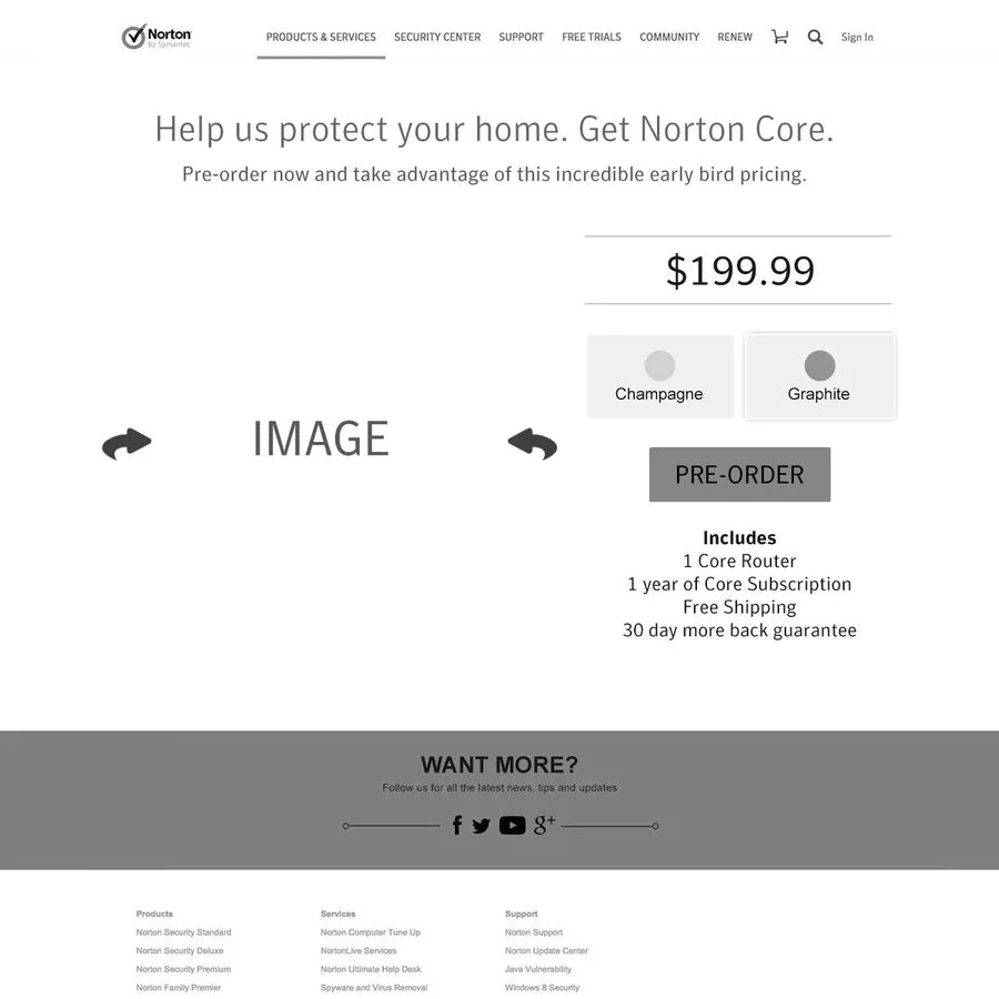 Norton Core microsite wireframe exploration (4 of
6)