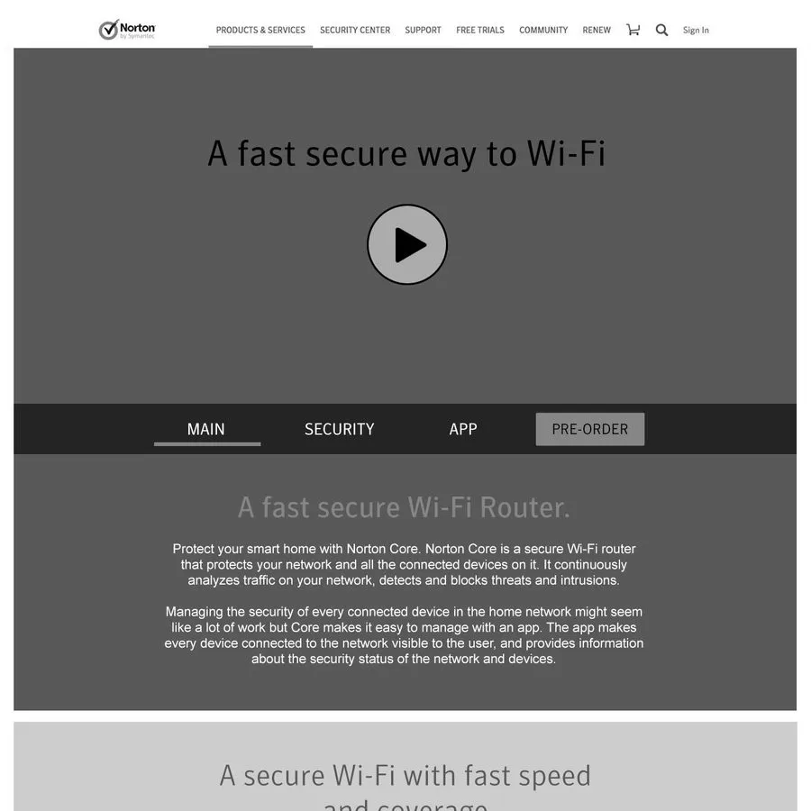 Norton Core microsite wireframe exploration (5 of
6)