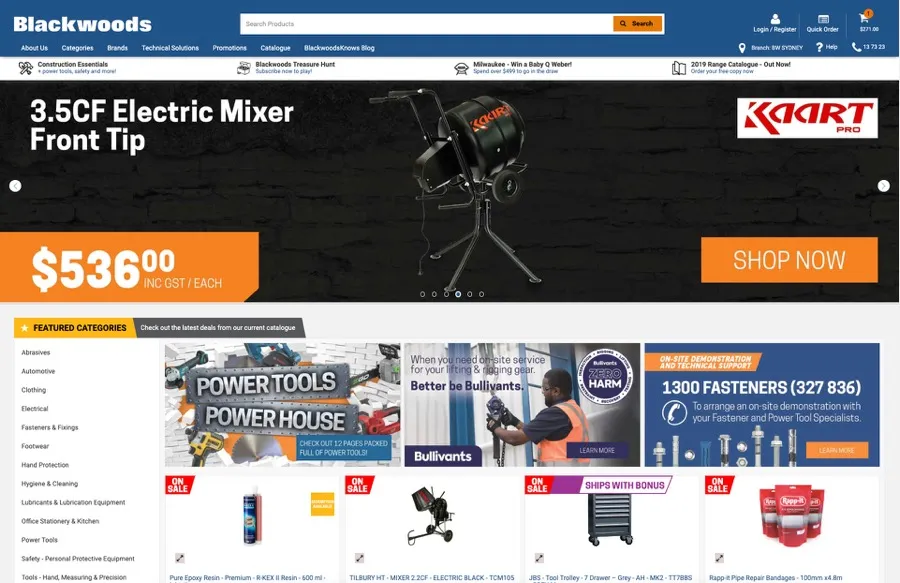 Responsive layout issue on the existing Blackwoods site at narrow browser widths