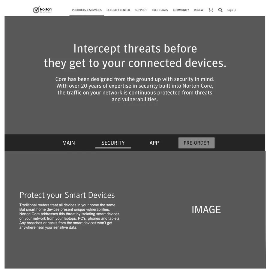 Norton Core microsite wireframe exploration (6 of 6)