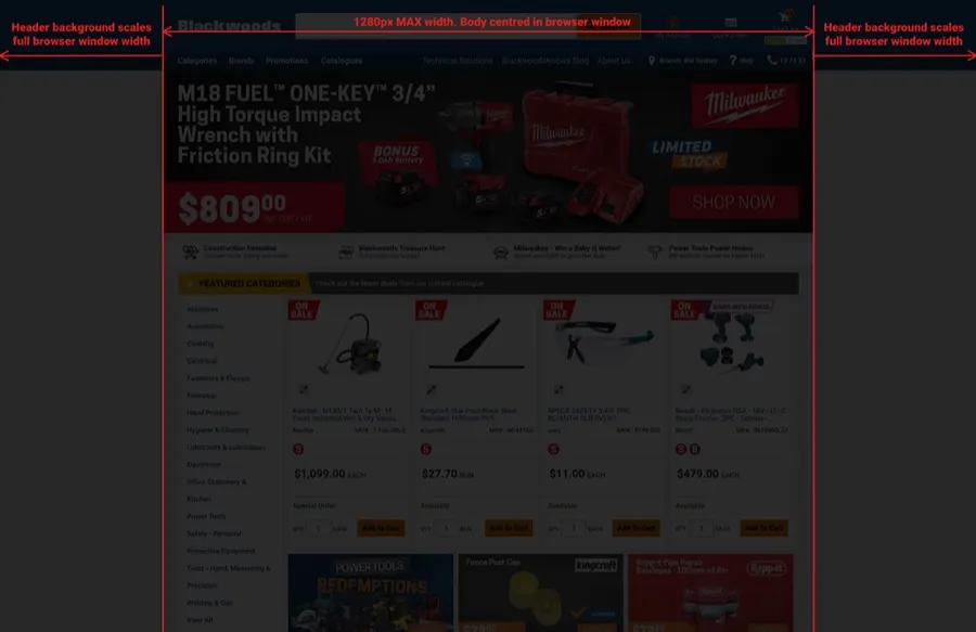 Fixed-width layout solution applied to fix the Blackwoods responsive issue