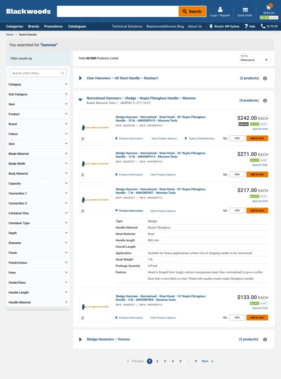 Improved UX for the search results page