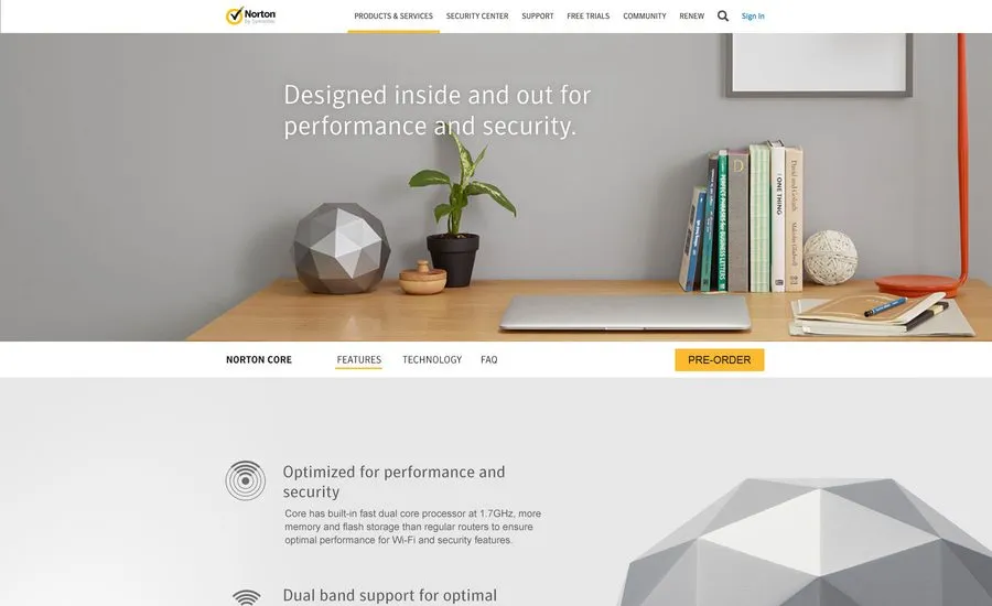 Norton Core microsite UI design, desktop (4 of 5)