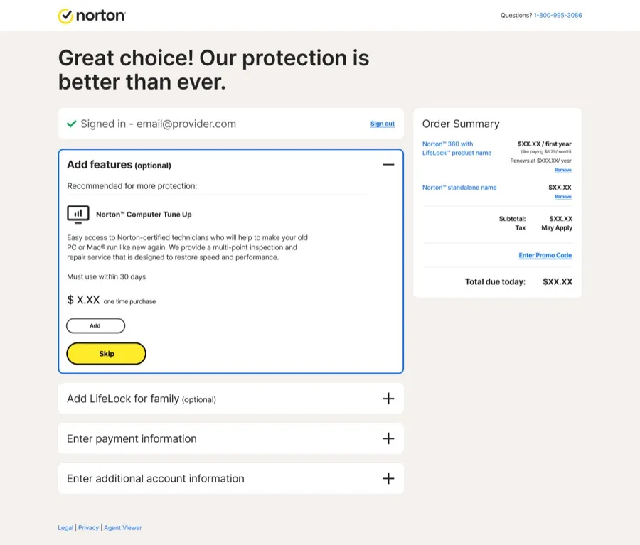 Final NortonLifeLock checkout screen (2 of
12)