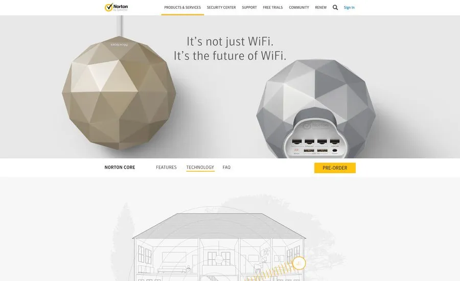 Norton Core microsite UI design, desktop (3 of 5)