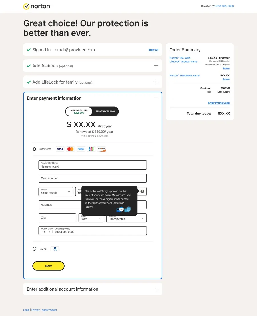 Final NortonLifeLock checkout screen (4 of
12)