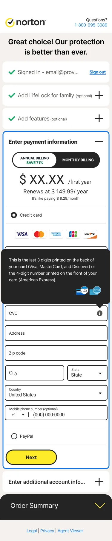 Final NortonLifeLock checkout screen (10 of
12)